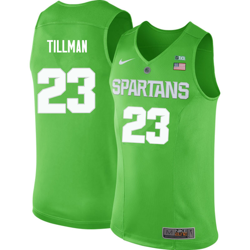 Men #23 Xavier Tillman Michigan State Spartans College Basketball Jerseys Sale-Apple Green